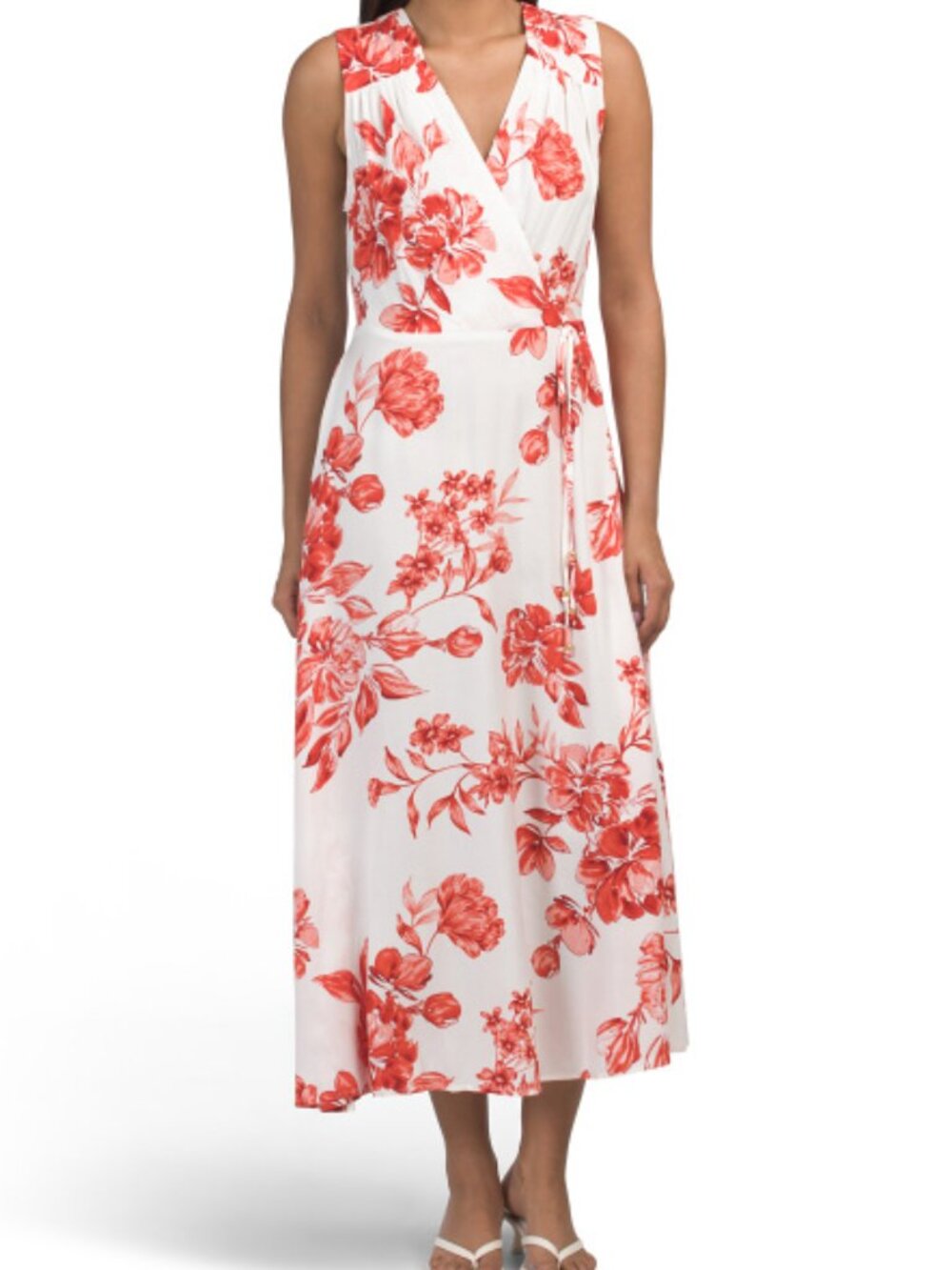 Calvin Klein Floral Faux Wrap Maxi Dress Sleeveless NEW With TAG
